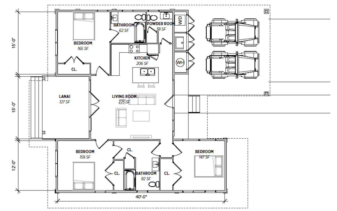 3-Bedroom: Floor plan