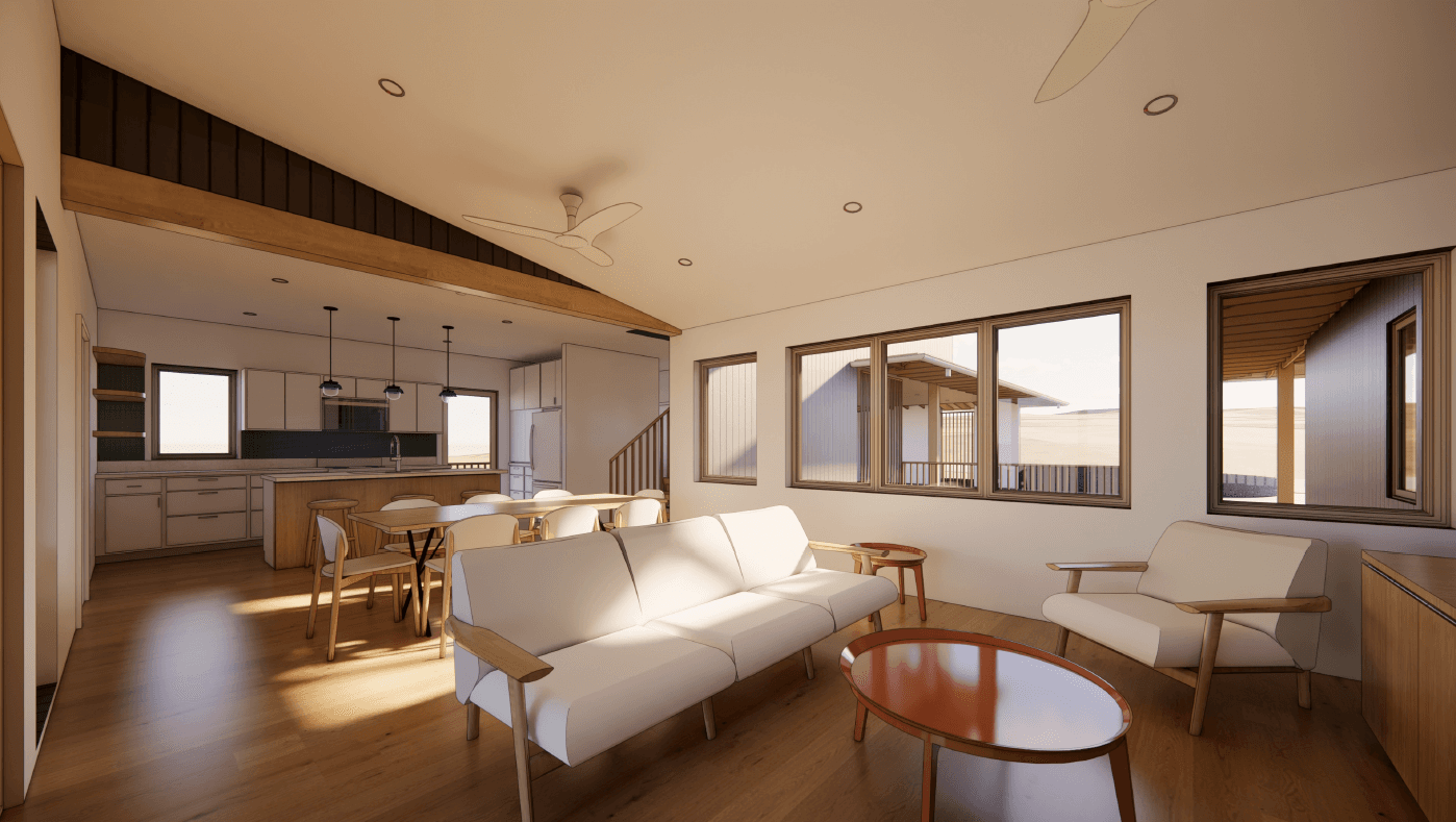 Warm interior rendering of the Lahaina flagship home